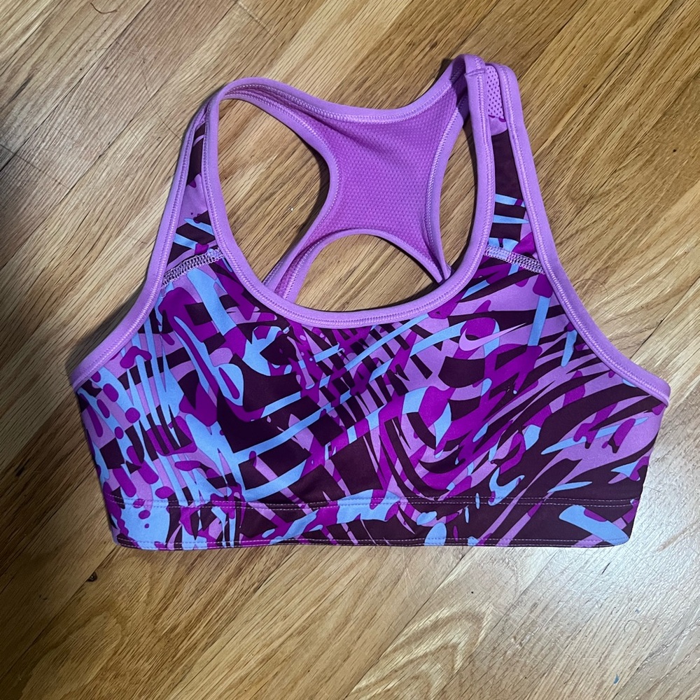 Nike Pink and Purple Patterned Sports Bra